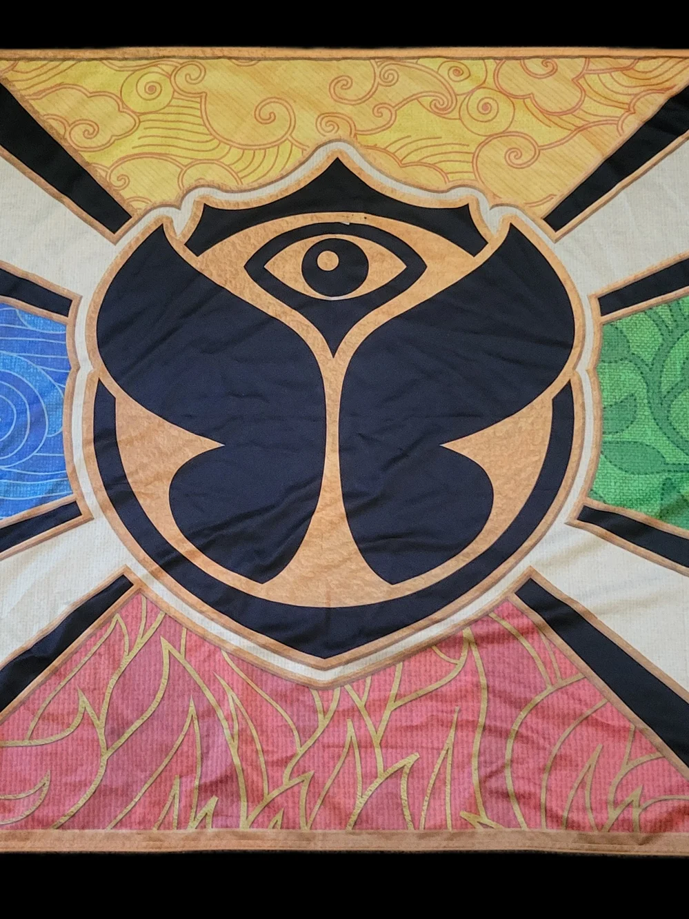 Official Tomorrowland Flag, a souvenir from the electronic dance music festival.